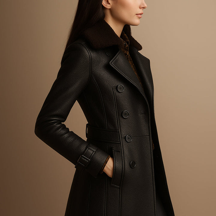Maya | Women Elegant Leather Coat | Timeless & Versatile
